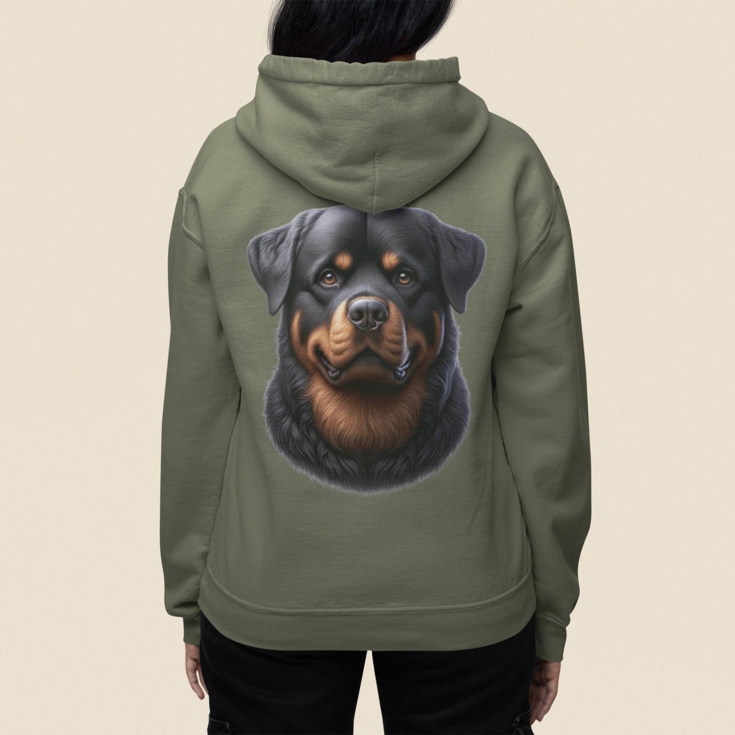 Rottweiler Realistic Back Print Hoodie