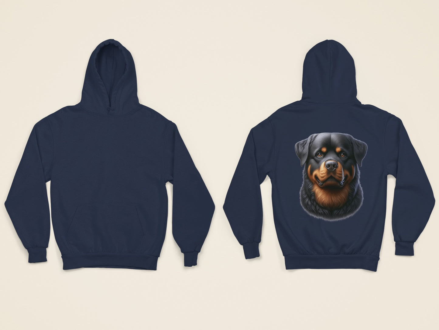 Rottweiler Realistic Back Print Hoodie