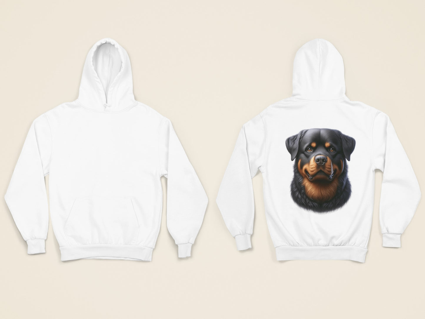 Rottweiler Realistic Back Print Hoodie