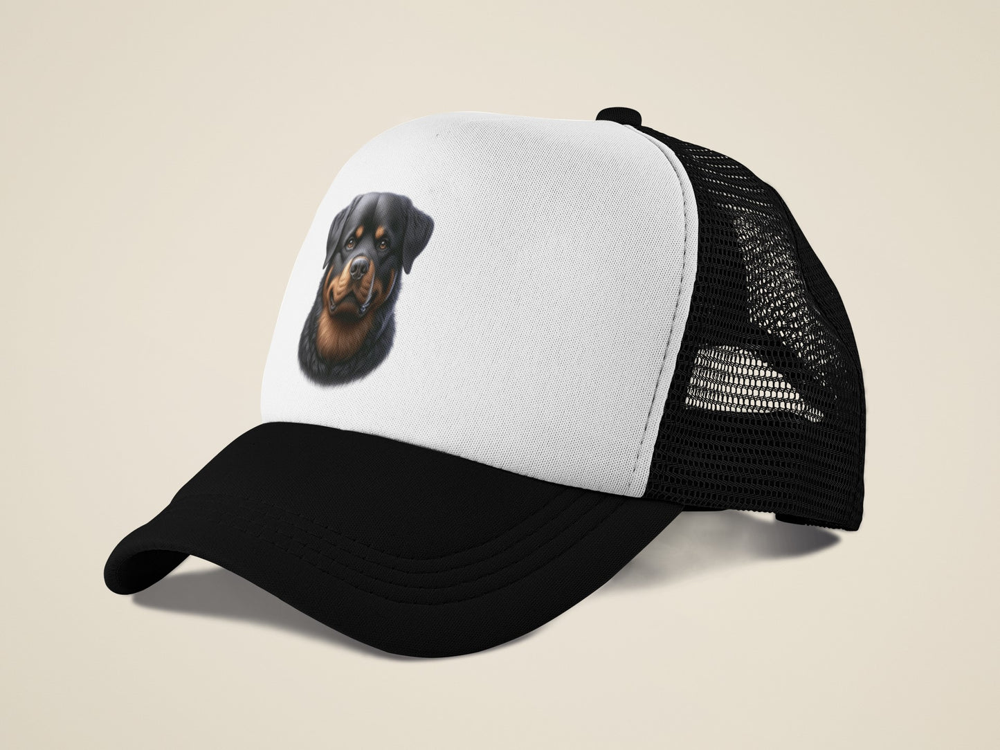 Rottweiler Realistic Portrait Trucker Caps