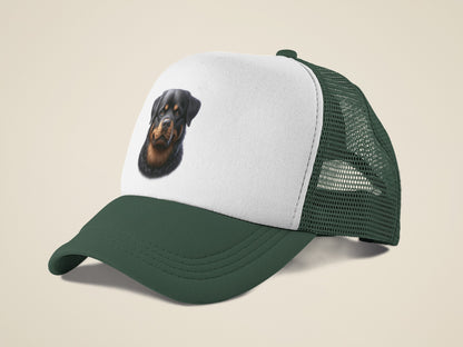 Rottweiler Realistic Portrait Trucker Caps